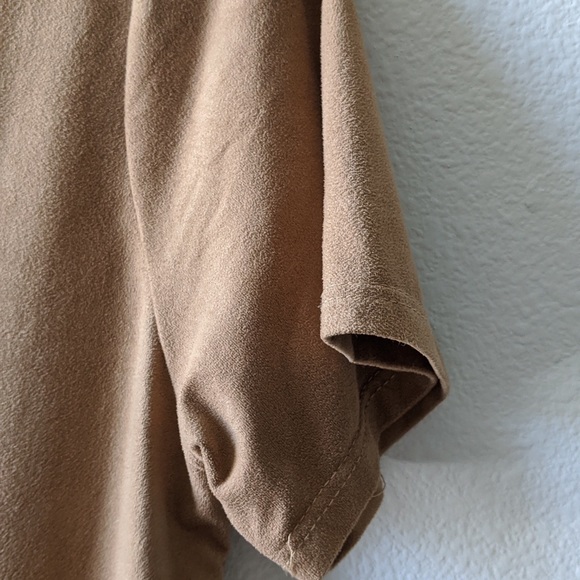 Suede Dress Short Sleeve Tan - Picture 3 of 5